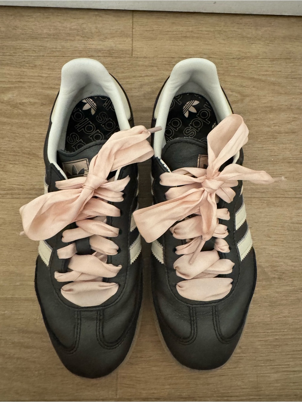 Adidas Women's Black Sambas with Pink Ribbon Laces